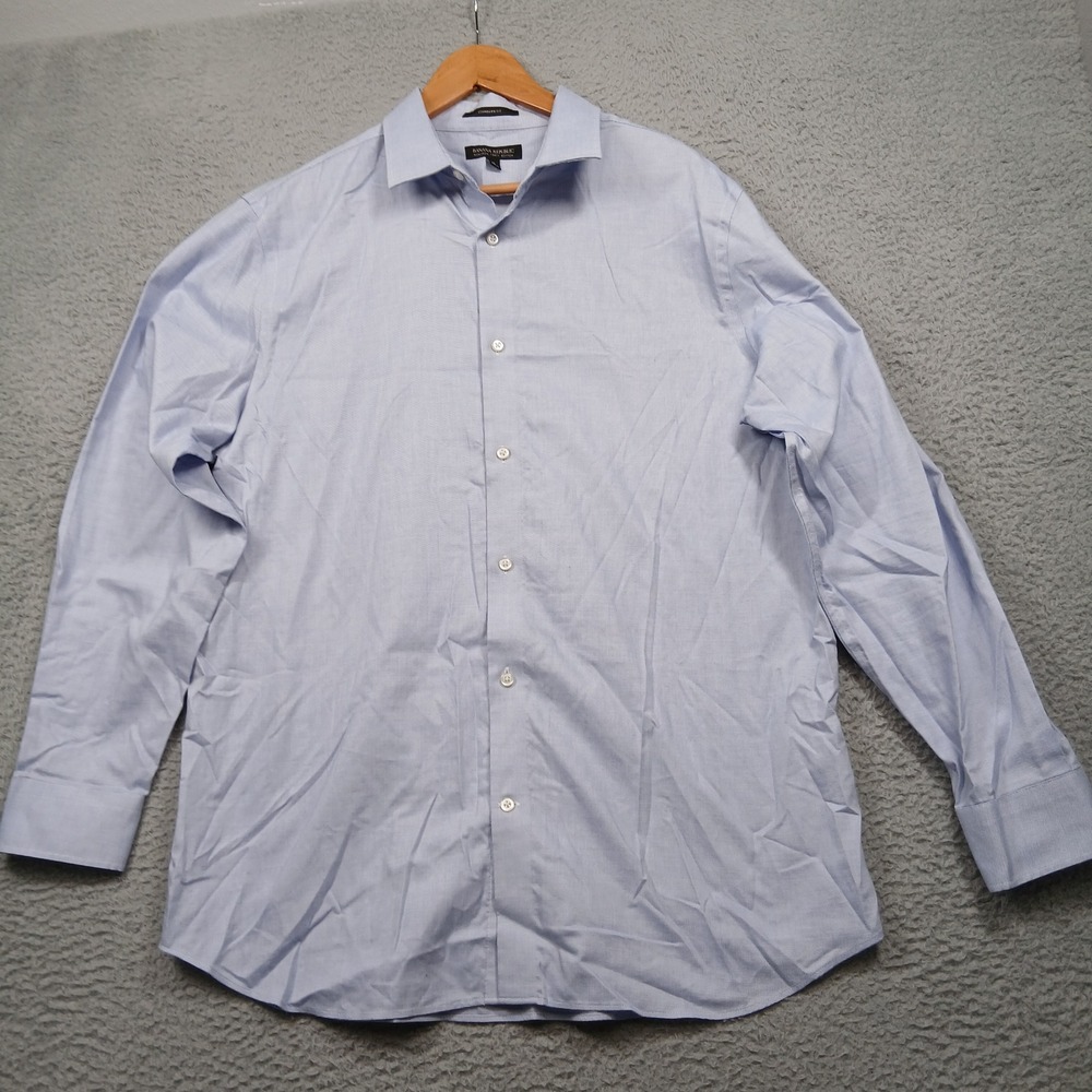 Banana Republic Dress Shirt Men's XL Blue Standard Fit Non-Iron‎ Cotton